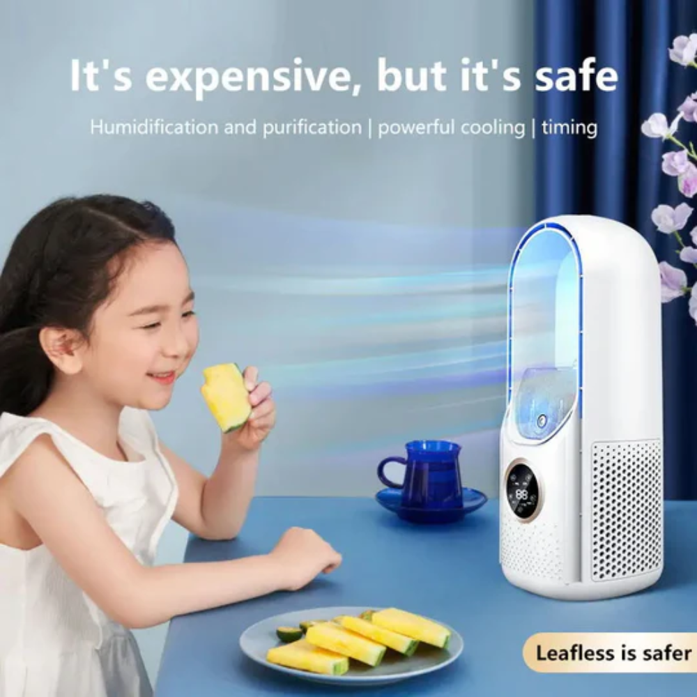 Bladeless Air Cooler Fan with LED Screen for Home and Office Use
