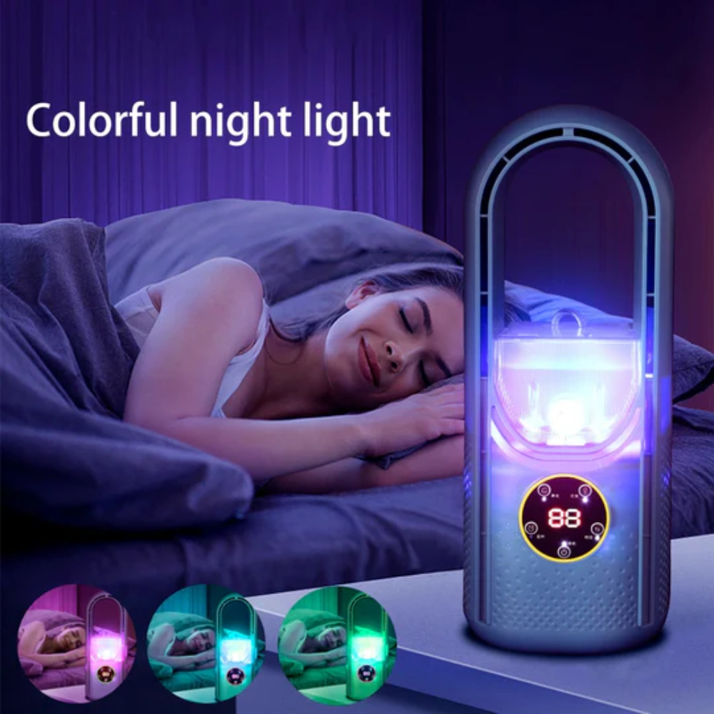 Bladeless Air Cooler Fan with LED Screen for Home and Office Use