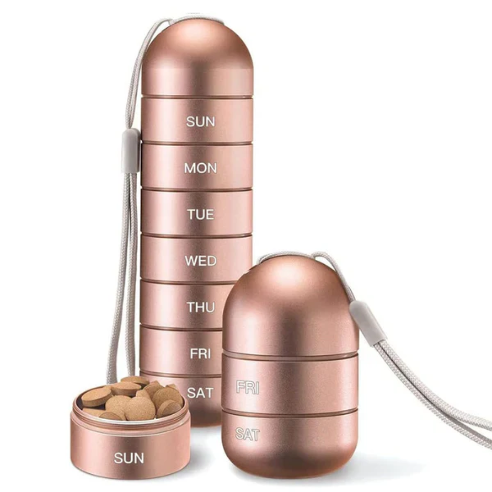 Travel-Friendly Aluminum Pill Organizer for 7 Days - Compact Storage