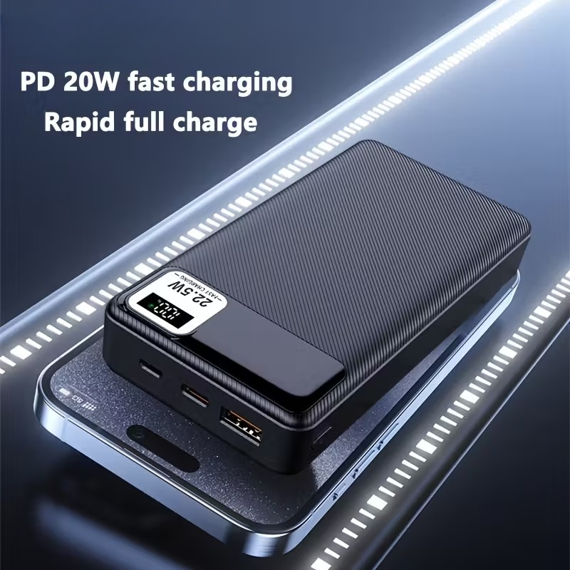 Compact Power Bank with LED Display - Multi-Interface Charging