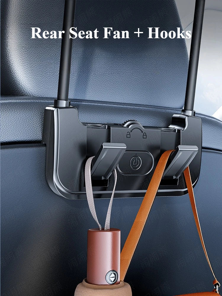 360° Rotating Dual Car Fan | USB-C Powered | Adjustable Airflow for Rear Seats