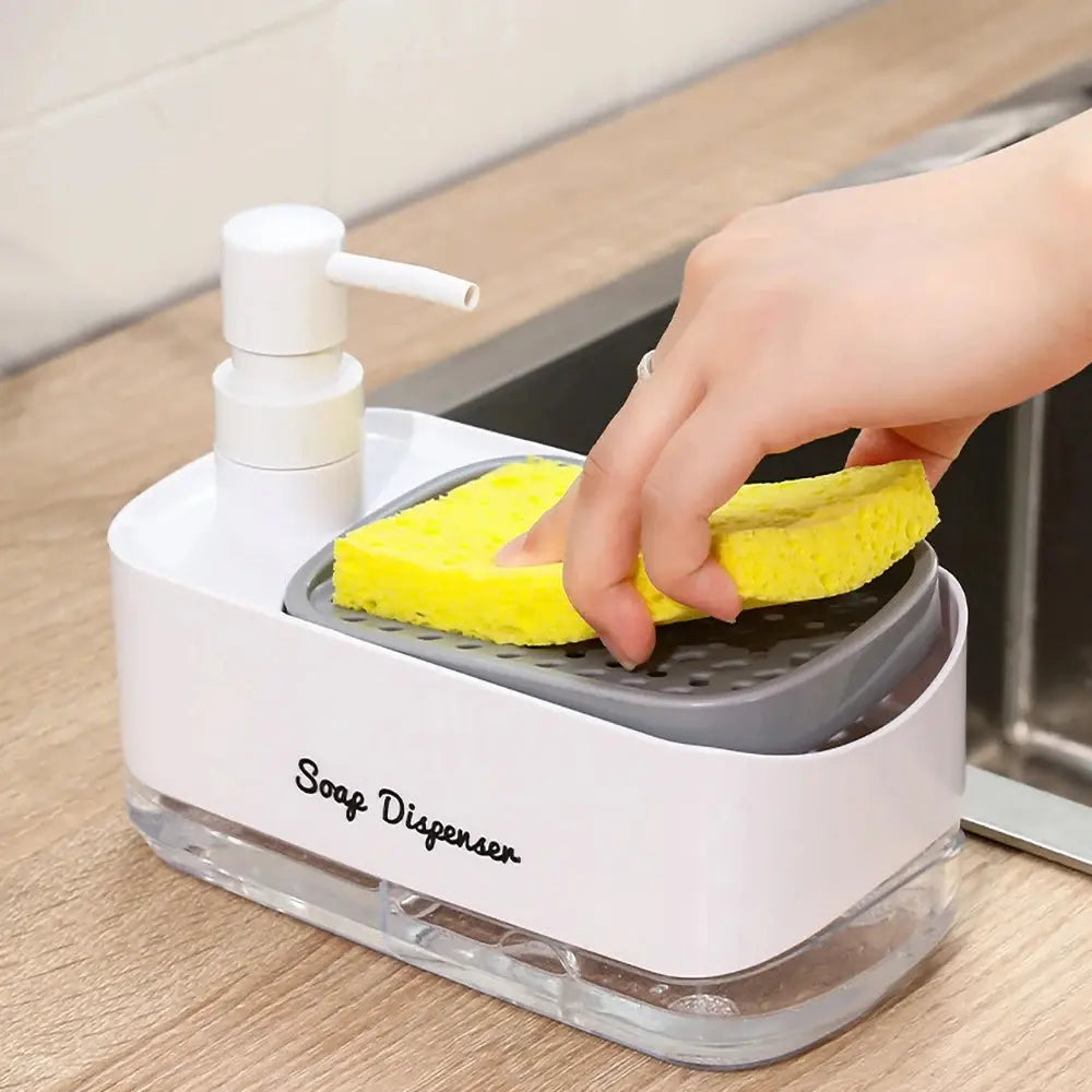 Space-Saving Dual Liquid Dispenser for Bath and Kitchen