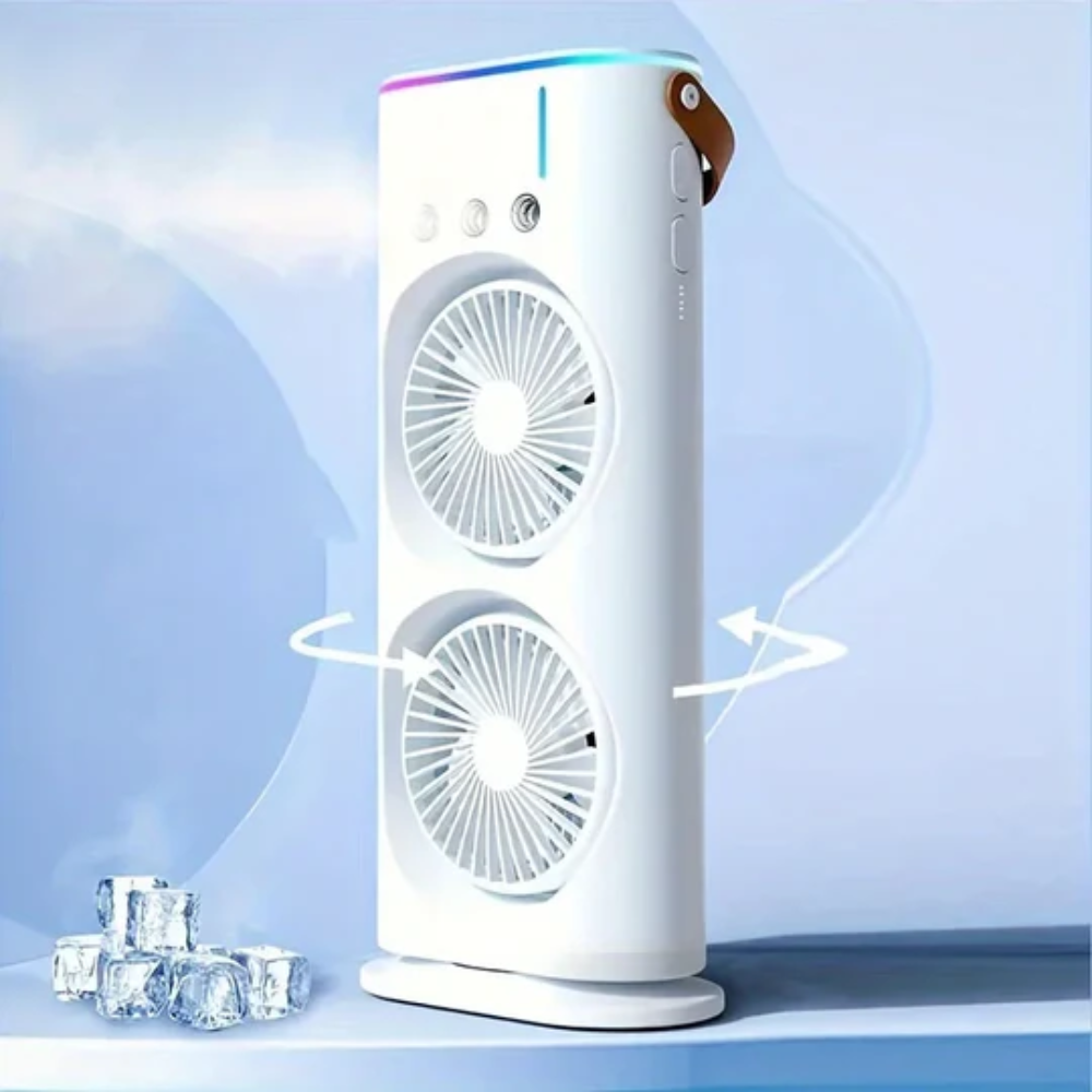 Portable Dual-Head Desk Fan for Home and Office Use
