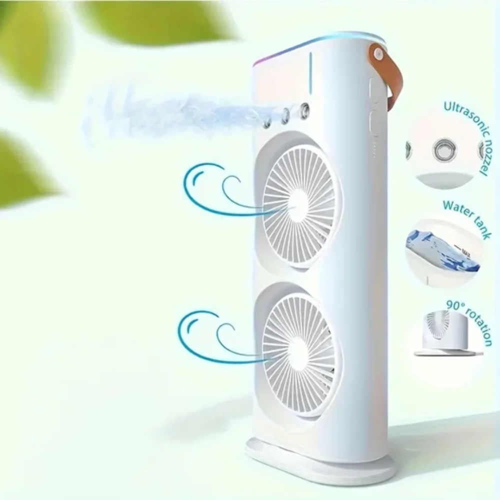 Portable Dual-Head Desk Fan for Home and Office Use