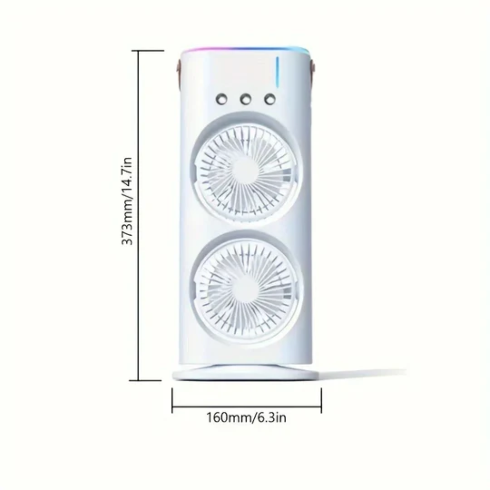 Portable Dual-Head Desk Fan for Home and Office Use