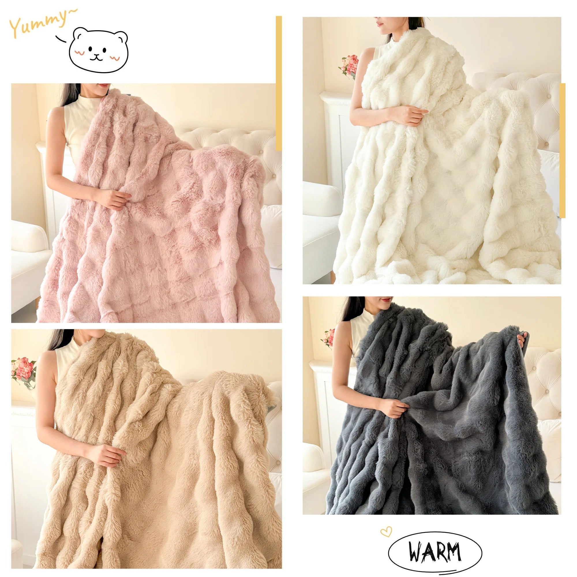 Luxurious Double-Layered Cozy Blanket Crafted from Faux Fur