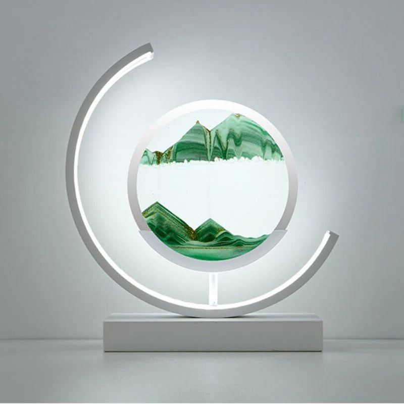 LED Hourglass Lamp with Dynamic Sand Art – Stylish Iron Home Decor