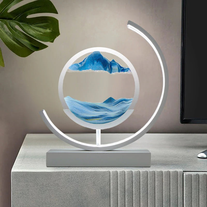 LED Hourglass Lamp with Dynamic Sand Art – Stylish Iron Home Decor