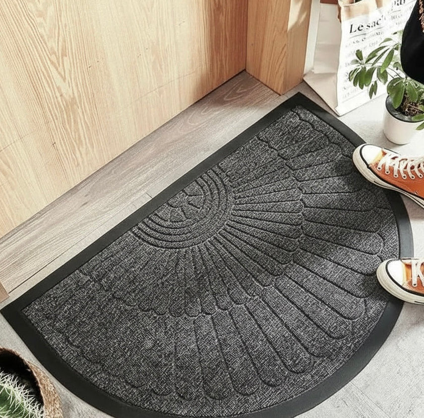 Non-Slip Rubber Backed Half-Round Entry Mat