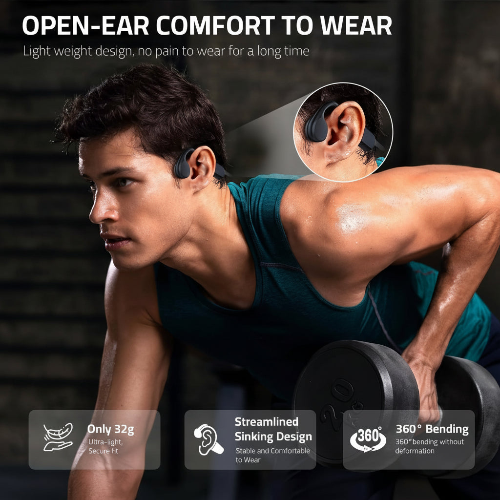 Open-Ear Sports Headphones with USB Charging and Clear Audio