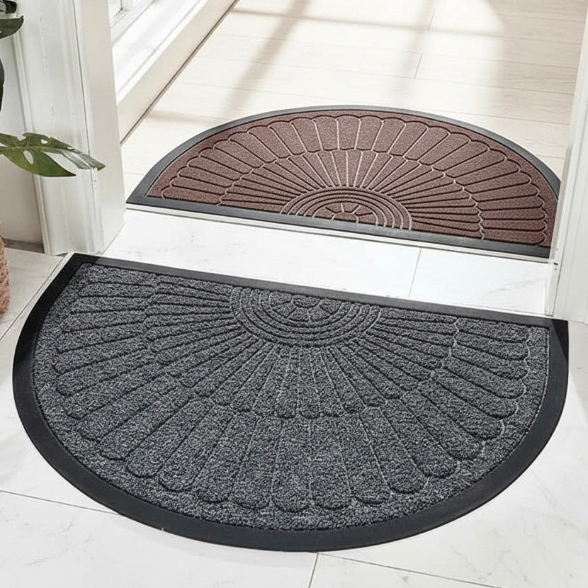 Non-Slip Rubber Backed Half-Round Entry Mat