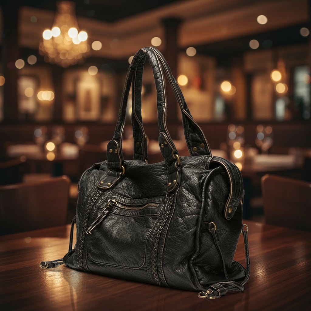 ChicFusion Stylish Black Faux Leather Handbag for Daily Use
