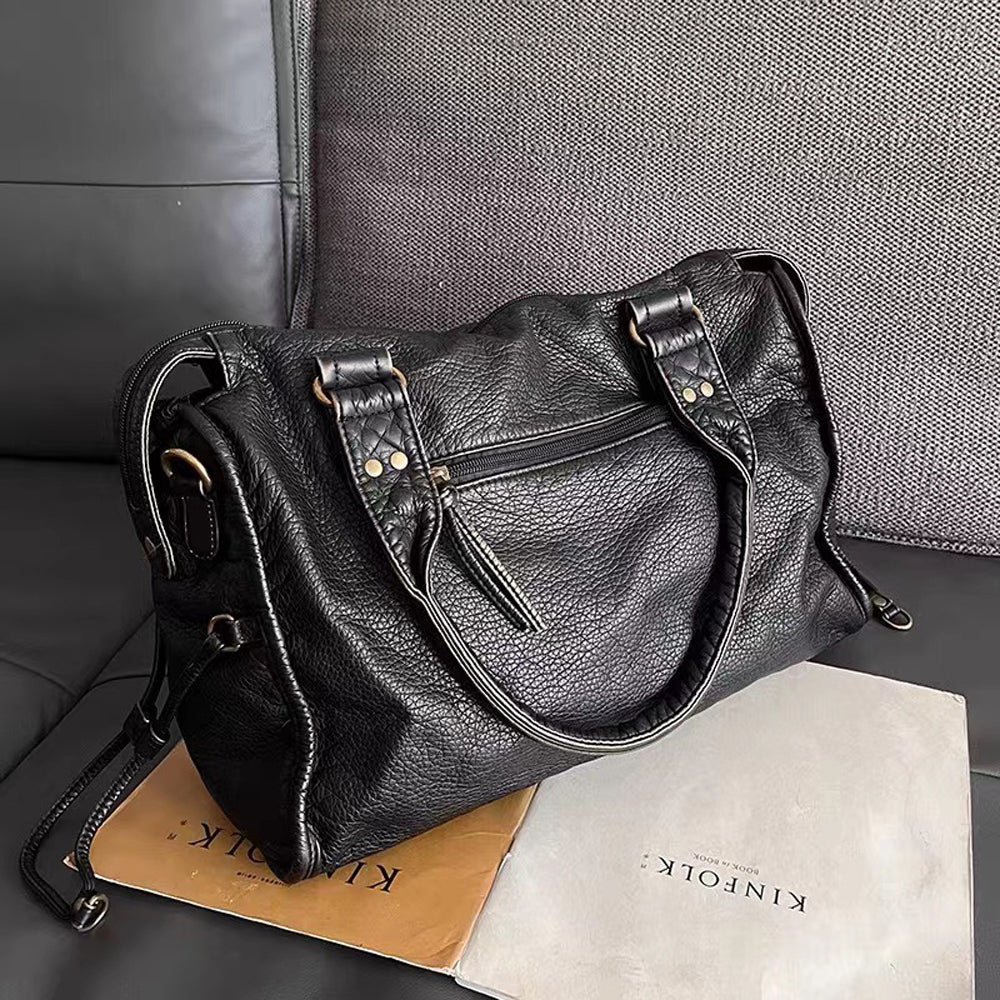 ChicFusion Stylish Black Faux Leather Handbag for Daily Use