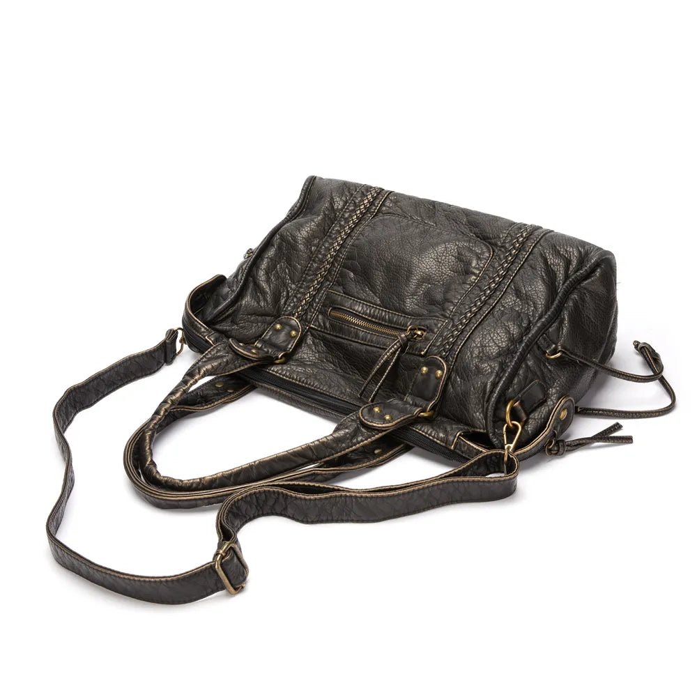 ChicFusion Stylish Black Faux Leather Handbag for Daily Use