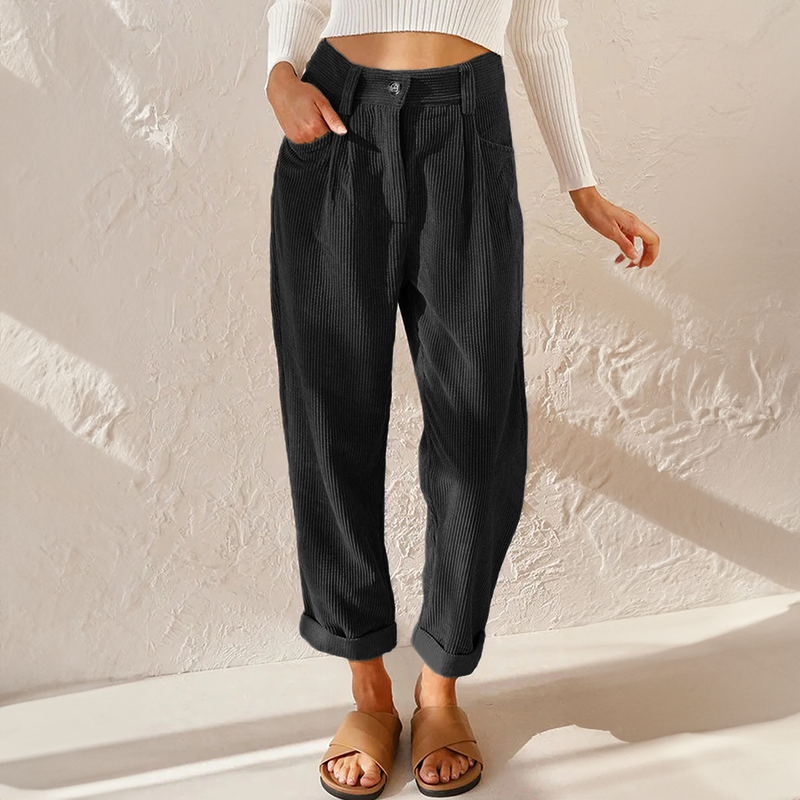Women’s Corduroy Pants | Relaxed Fit & Rolled Hem | Soft Corduroy Fabric | Comfortable Everyday Wear