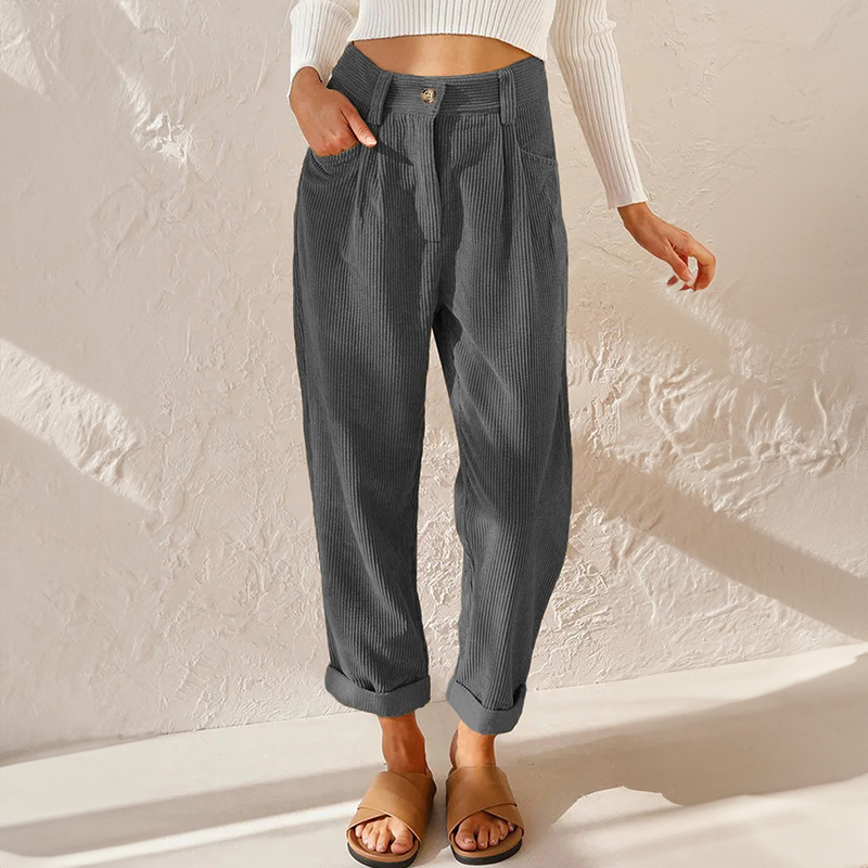 Women’s Corduroy Pants | Relaxed Fit & Rolled Hem | Soft Corduroy Fabric | Comfortable Everyday Wear