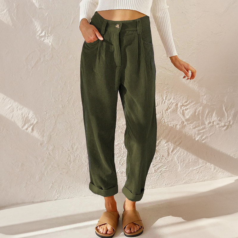 Women’s Corduroy Pants | Relaxed Fit & Rolled Hem | Soft Corduroy Fabric | Comfortable Everyday Wear