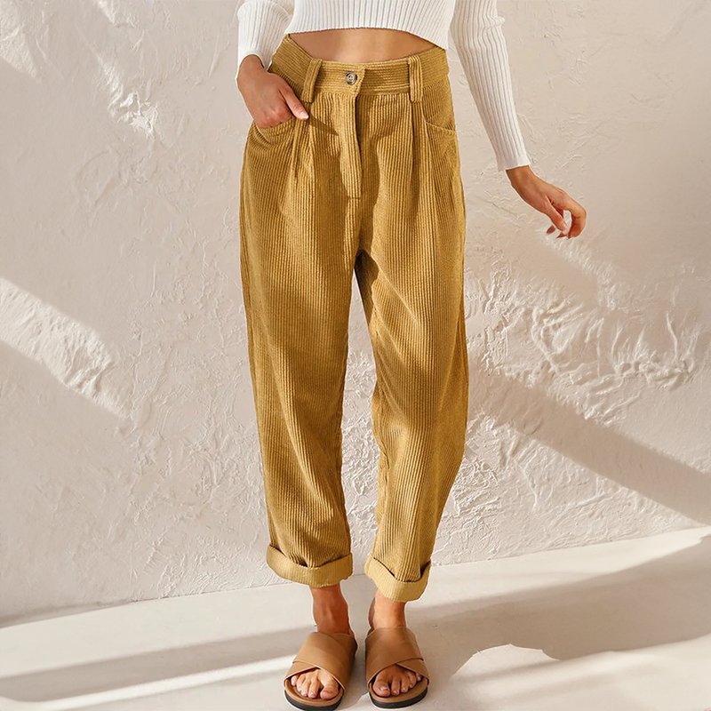 Women’s Corduroy Pants | Relaxed Fit & Rolled Hem | Soft Corduroy Fabric | Comfortable Everyday Wear