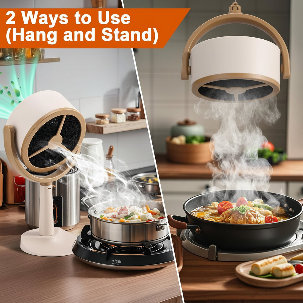 Compact Kitchen Air Purifier with Rechargeable Power