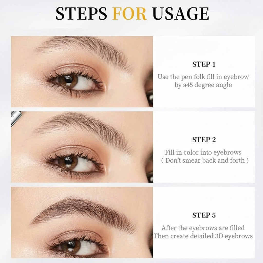 Waterproof Brow Definition Pen with 4-Fine Tip for Natural Finish