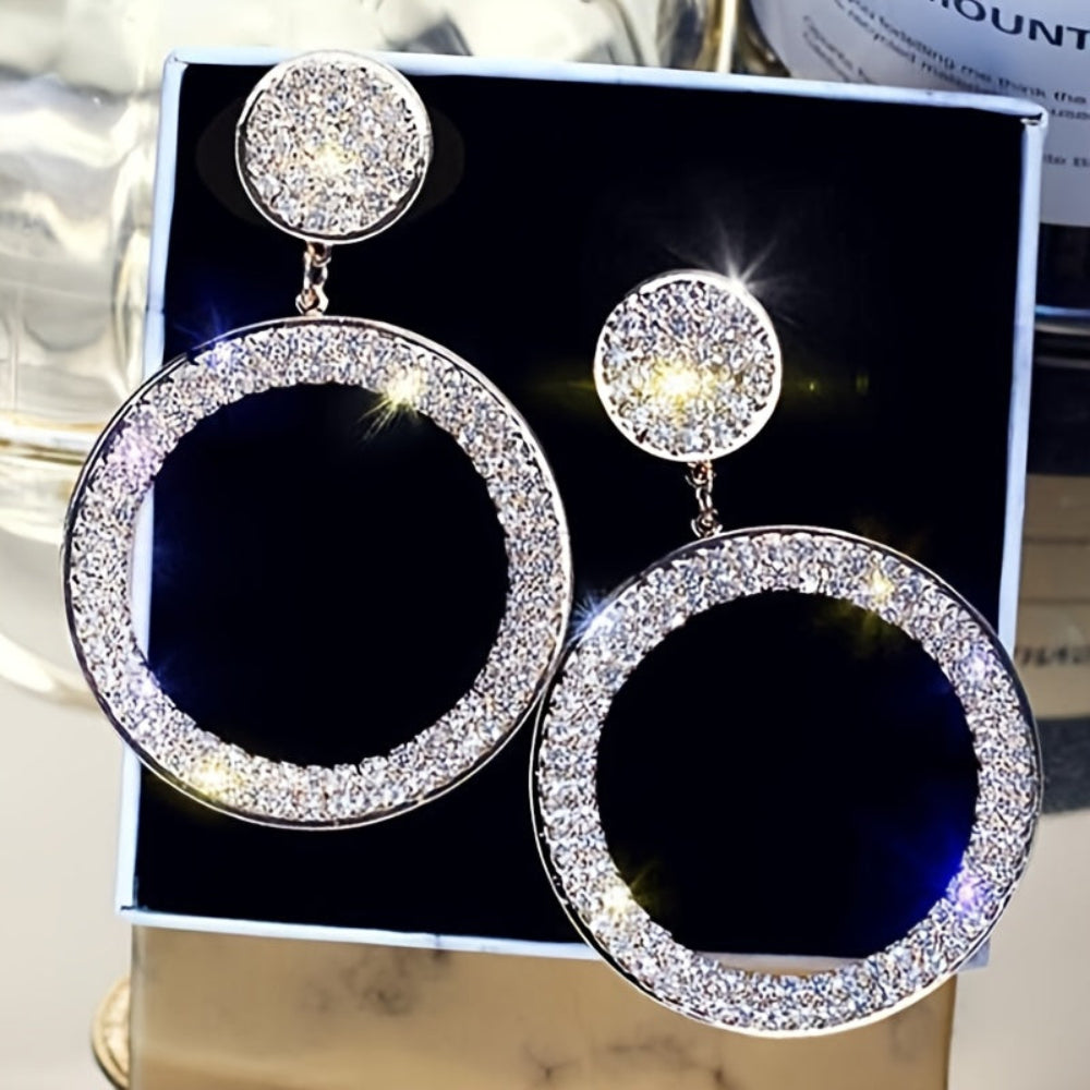 Stunning Gold Hoop Earrings with Rhinestone Accents