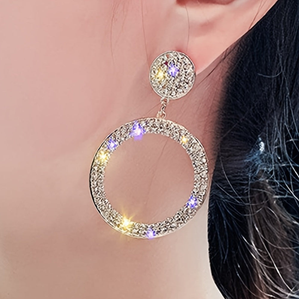Stunning Gold Hoop Earrings with Rhinestone Accents