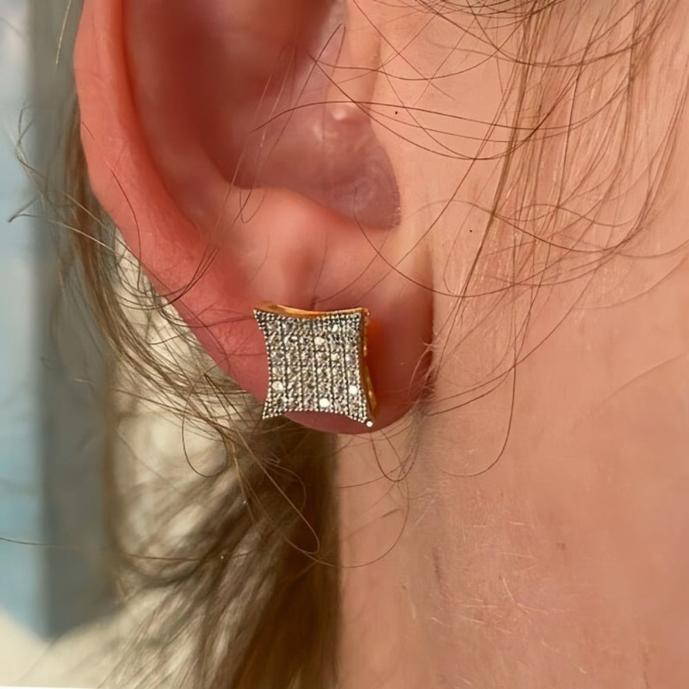 Chic Square Gemstone Stud Earrings for Mother's Day Gift