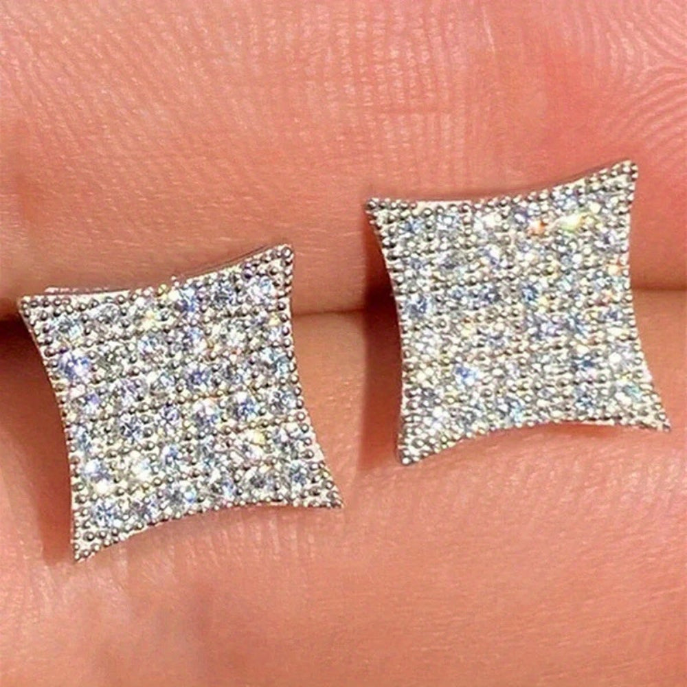 Chic Square Gemstone Stud Earrings for Mother's Day Gift