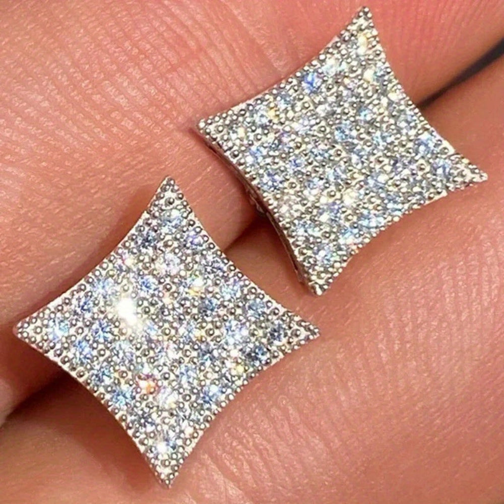 Chic Square Gemstone Stud Earrings for Mother's Day Gift