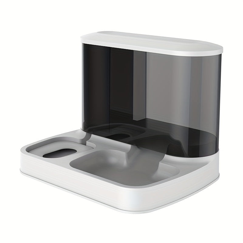Gravity-Operated Pet Feeder and Water Dispenser – 2.8L Food, 1L Water, Clear, White