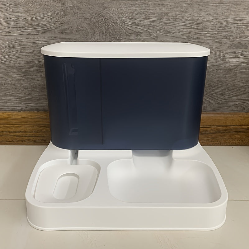 Gravity-Operated Pet Feeder and Water Dispenser – 2.8L Food, 1L Water, Clear, White