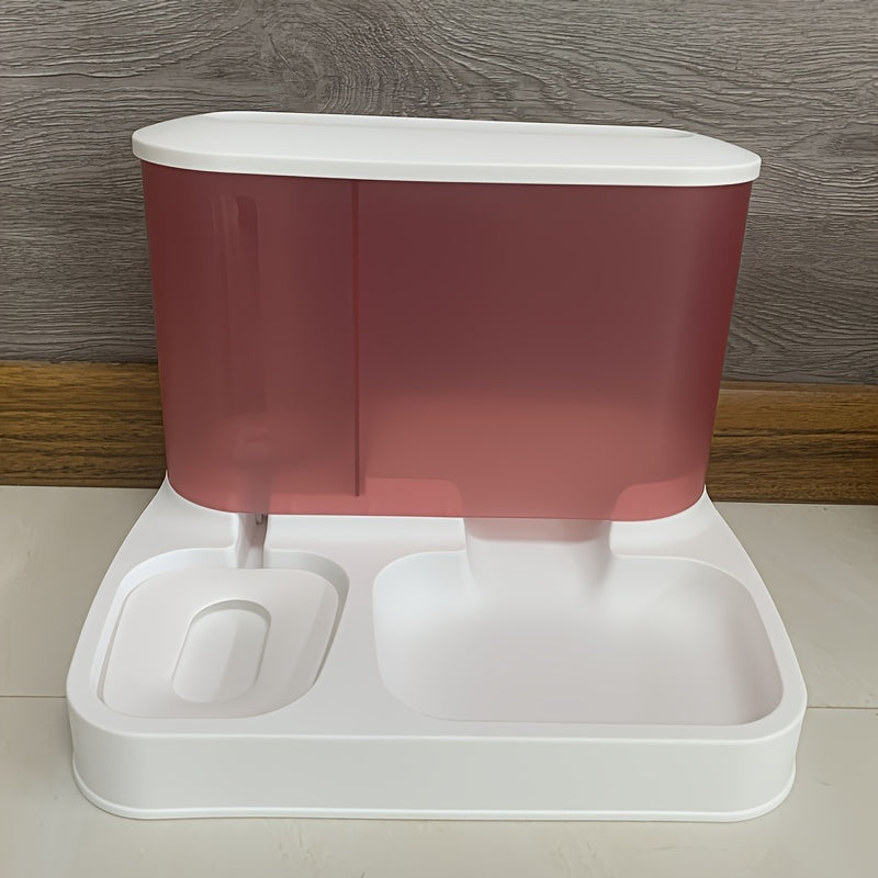 Gravity-Operated Pet Feeder and Water Dispenser – 2.8L Food, 1L Water, Clear, White
