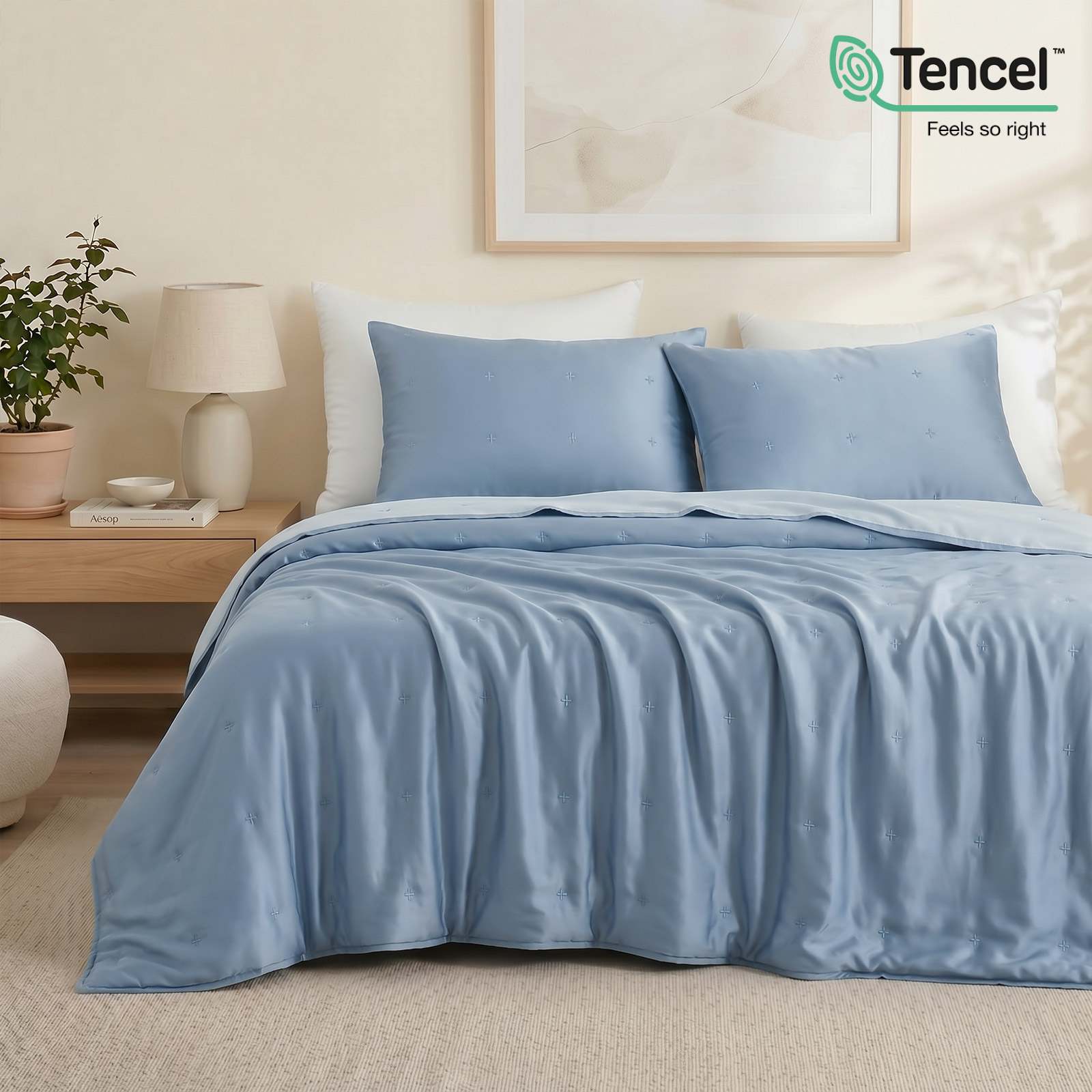 Sustainable Bedding Set | Cooling Tencel Comforter with Moisture Control | Lightweight for Warm Sleepers