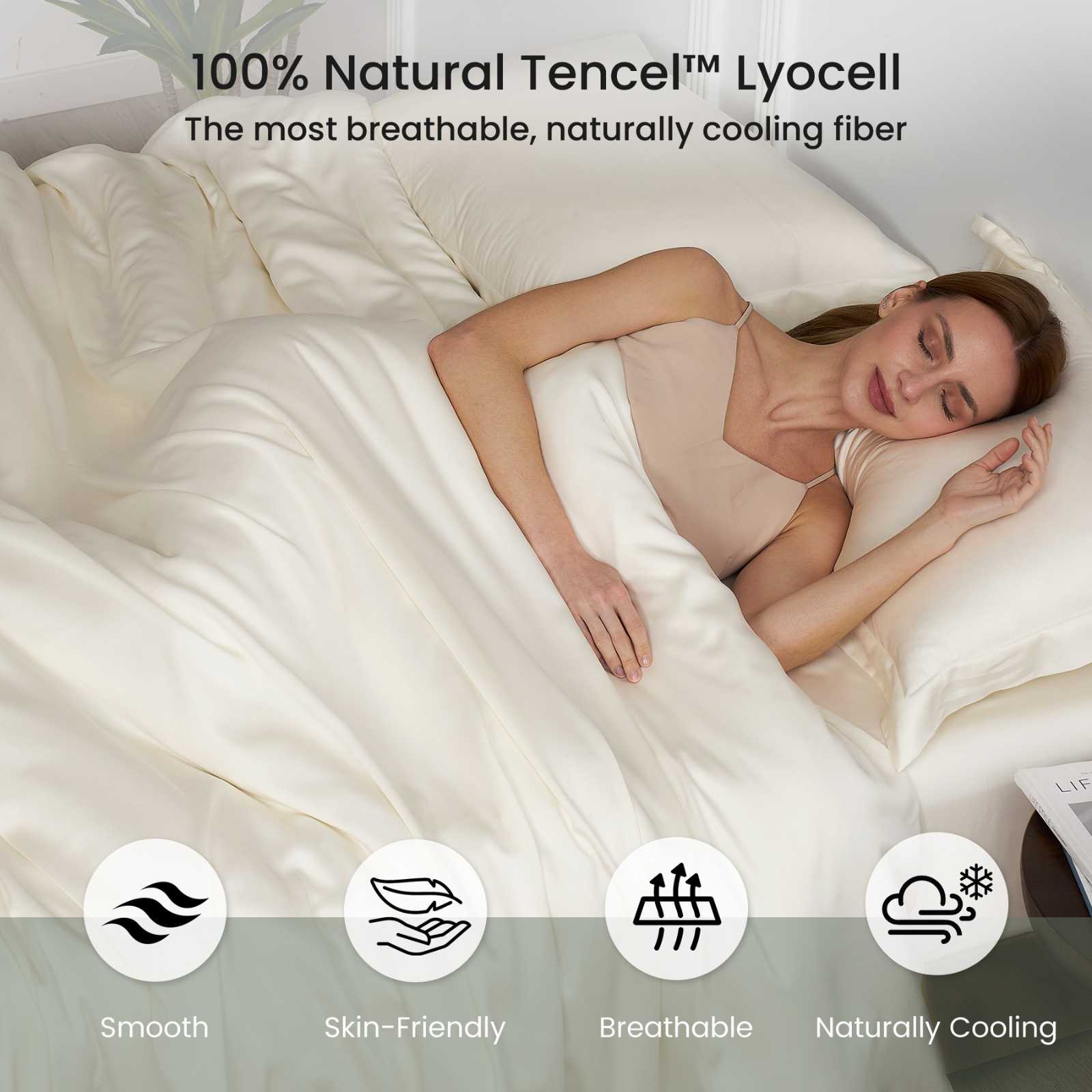 Lightweight Tencel Duvet Cover Set with Cooling Features – Eco-Friendly & Moisture-Wicking