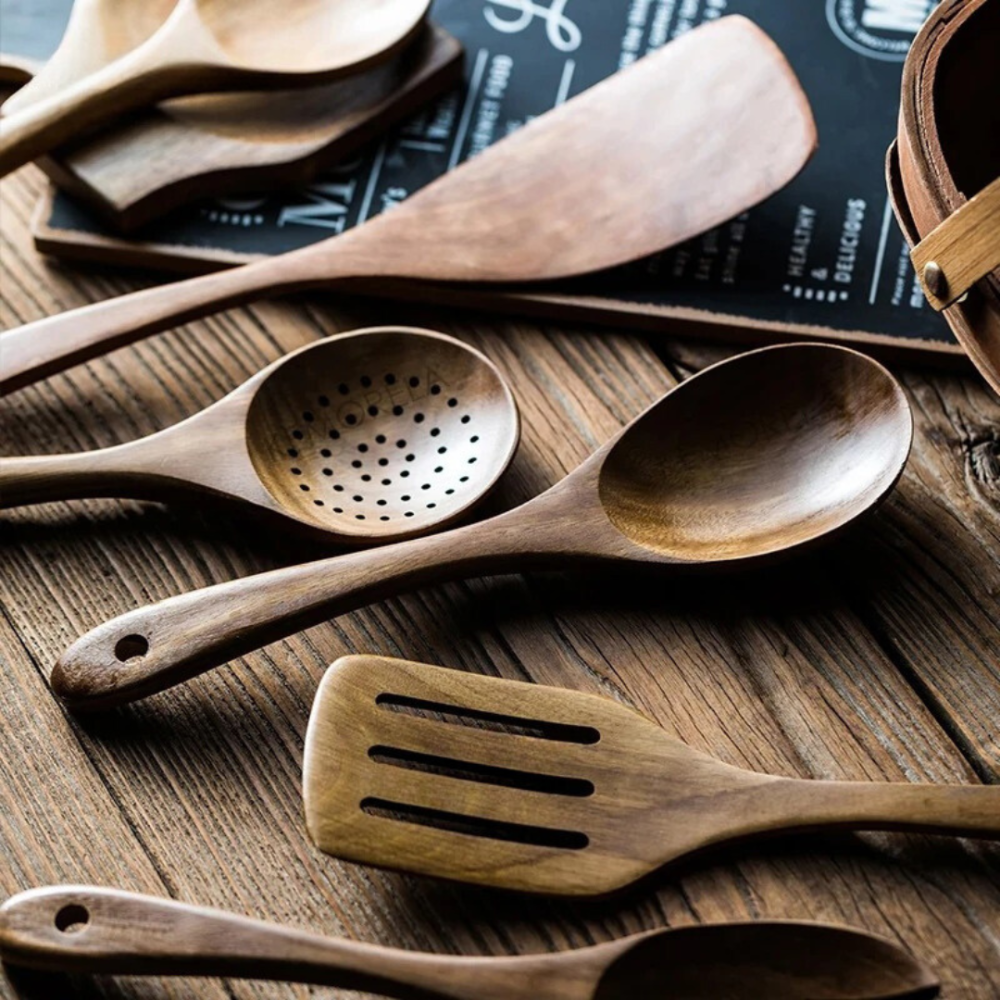 Eco-Conscious 5-Piece Wood Cooking Utensil Collection