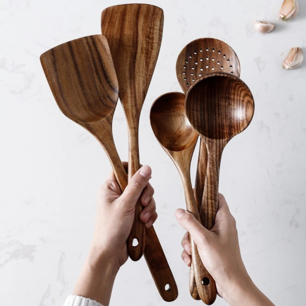 Eco-Conscious 5-Piece Wood Cooking Utensil Collection