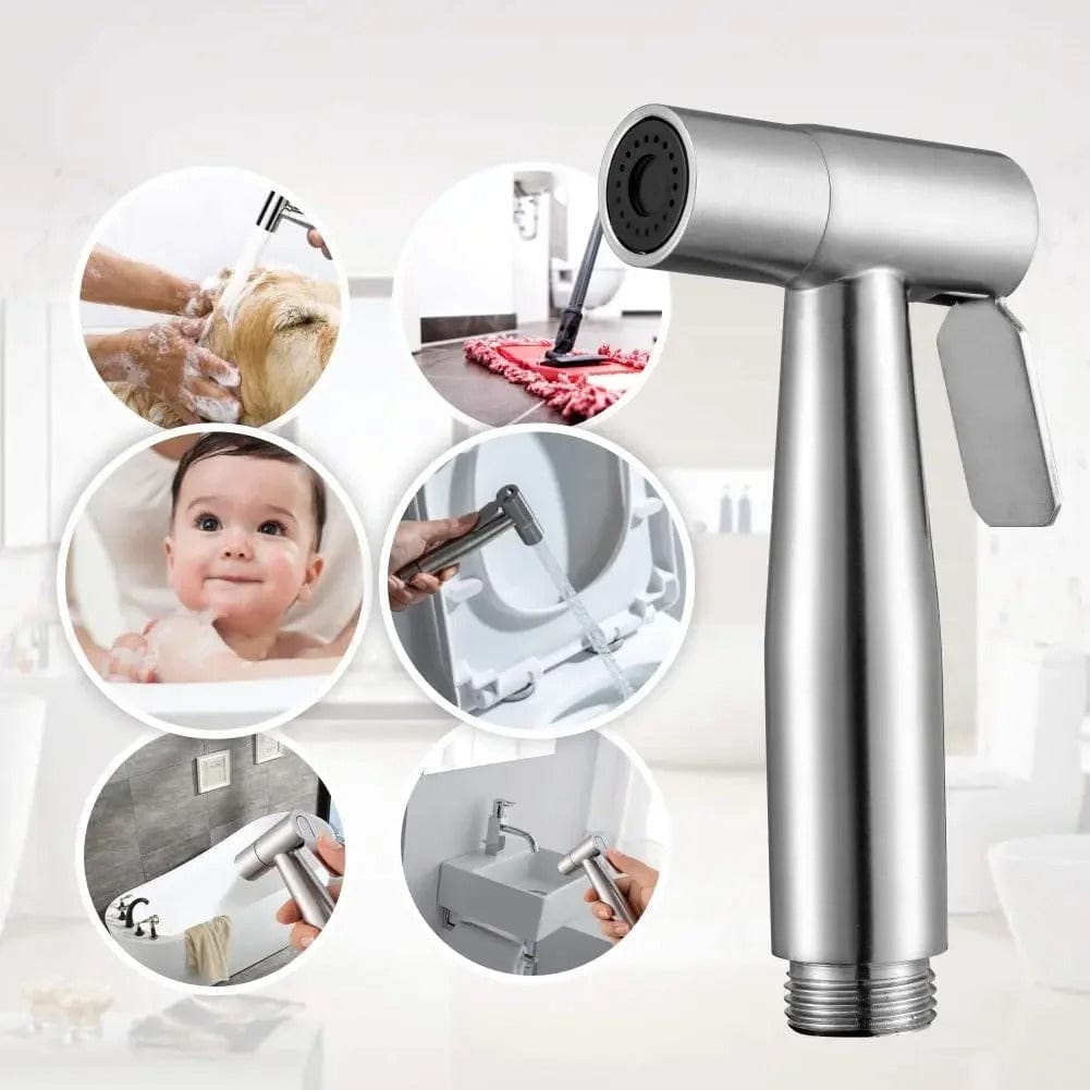 Handheld Bidet Sprayer in Stainless Steel – Adjustable Pressure with Self-Cleaning Nozzle, Easy No-Drill Setup