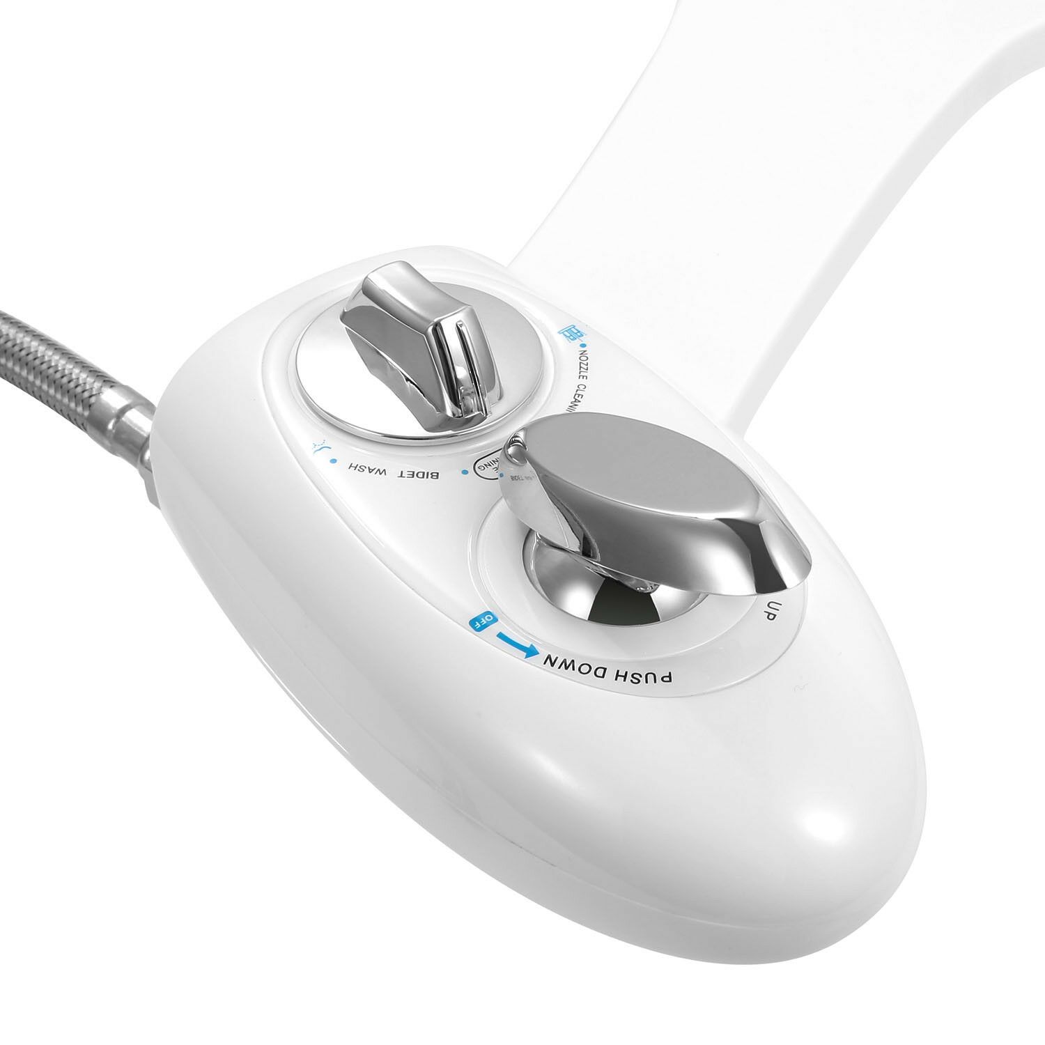 White Bidet Attachment for Standard Toilets - Dual Nozzle with Self-Cleaning