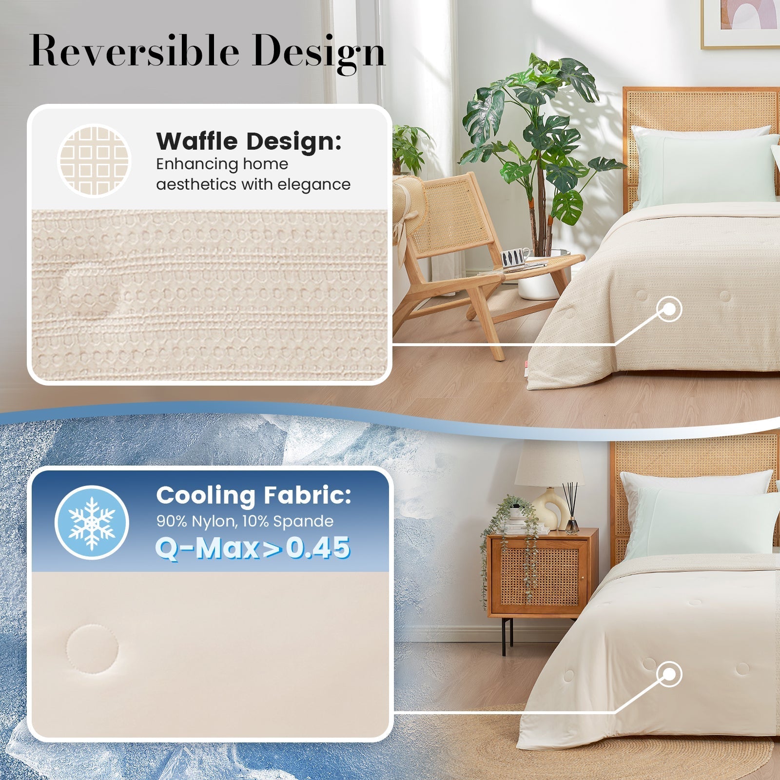Waffle Cooling Comforter with Sorona Fiber – Breathable Design for Warm Sleepers