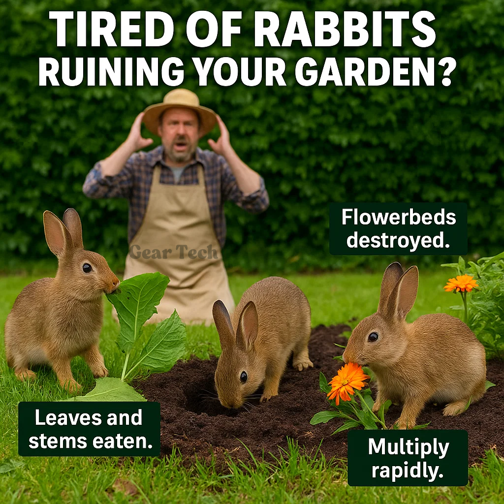 Solar-Powered Ultrasonic Rabbit Deterrent with Flashing Lights for Gardens
