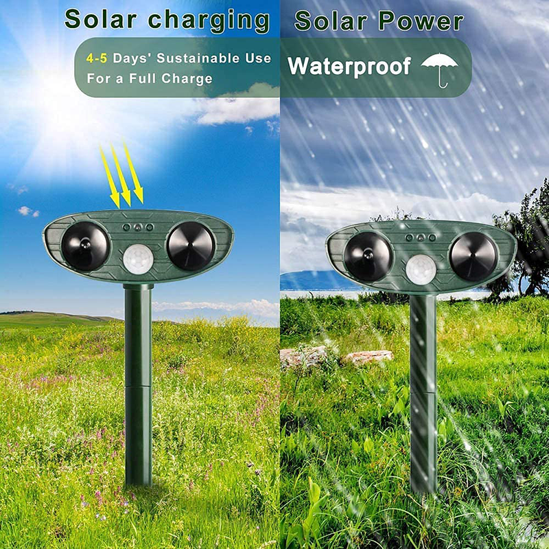 Solar-Powered Ultrasonic Rabbit Deterrent with Flashing Lights for Gardens