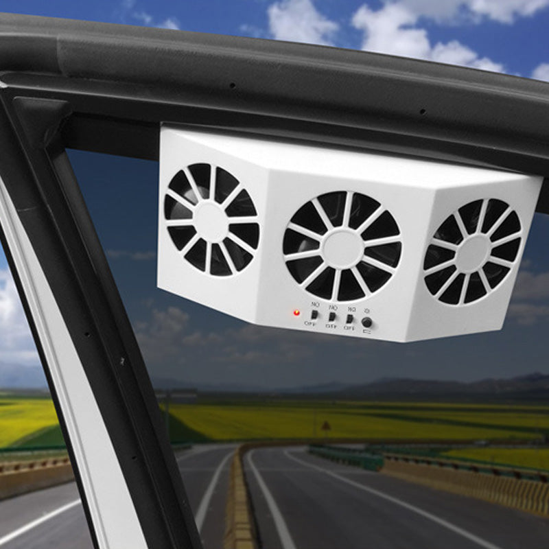 Solar Powered Vehicle Exhaust Fan with Adjustable Panel for Airflow