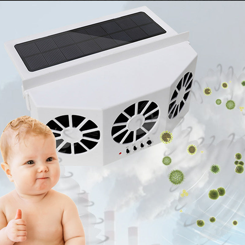 Solar Powered Vehicle Exhaust Fan with Adjustable Panel for Airflow