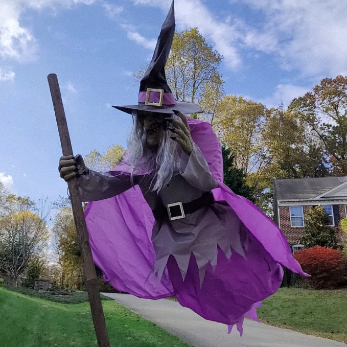 6-Foot Floating Witch Decoration for Halloween | Easy Outdoor Setup