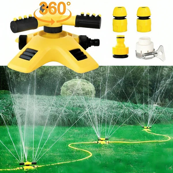 Adjustable Spray Distance Garden Sprinkler with 360° Rotation and Hose Connector