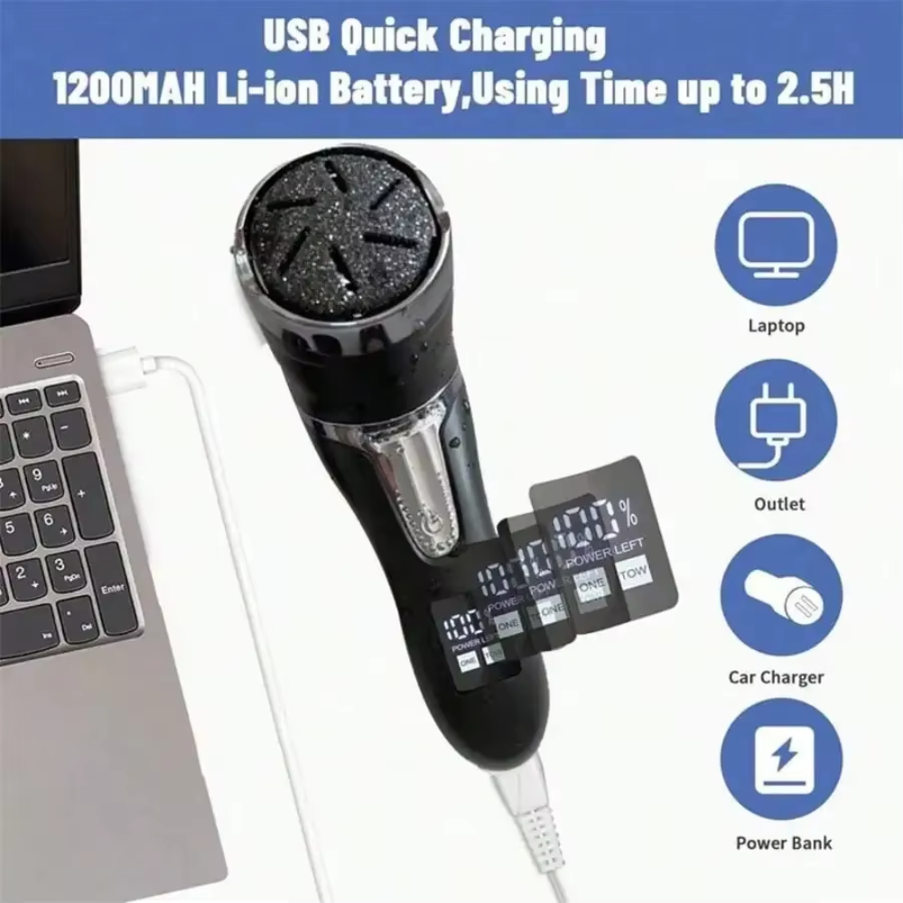 Rechargeable Pedicure Device with LCD, Dust Collection, and Callus Removal
