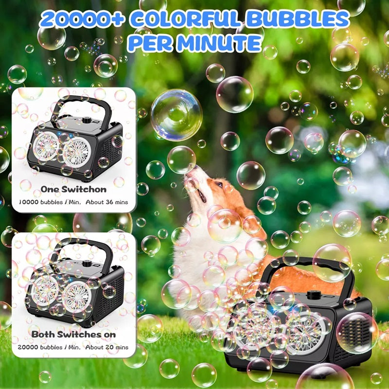 Portable Bubble Blower with Dual Fans – Over 20,000 Bubbles/Min