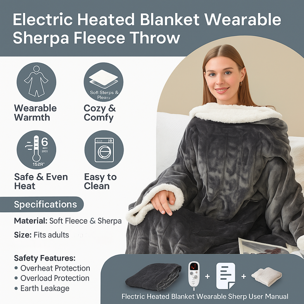 CozyWrap Electric Heated Throw for Adults - Stay Warm Anywhere