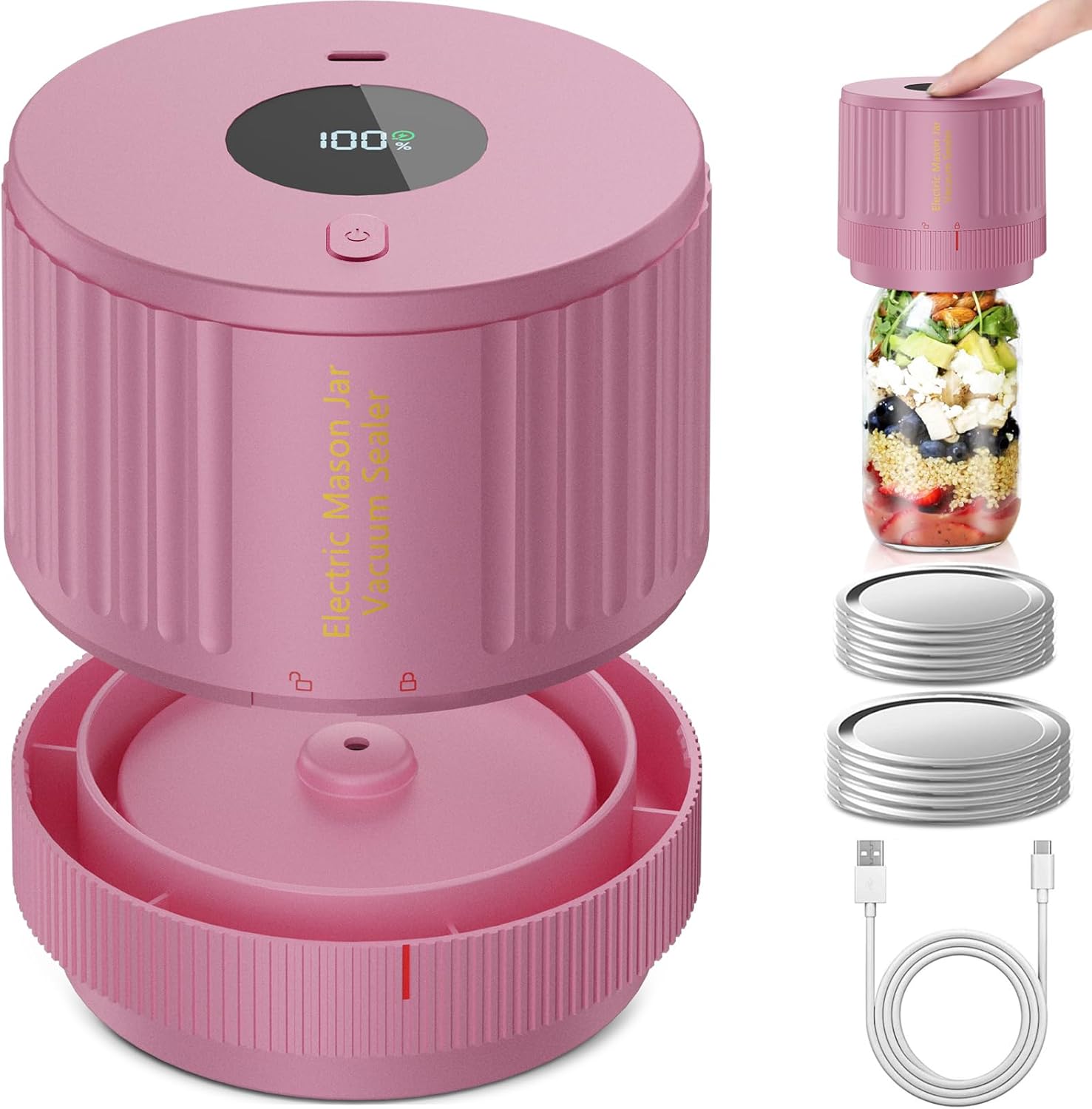 One-Touch Vacuum Sealer for Mason Jars – Easy Food Preservation Machine