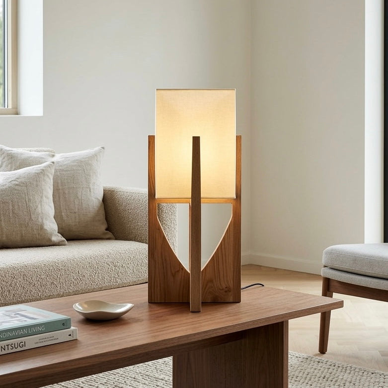 LED Floor Lamp with Bamboo and Wood | Chrome Finish | 53cm & 82cm
